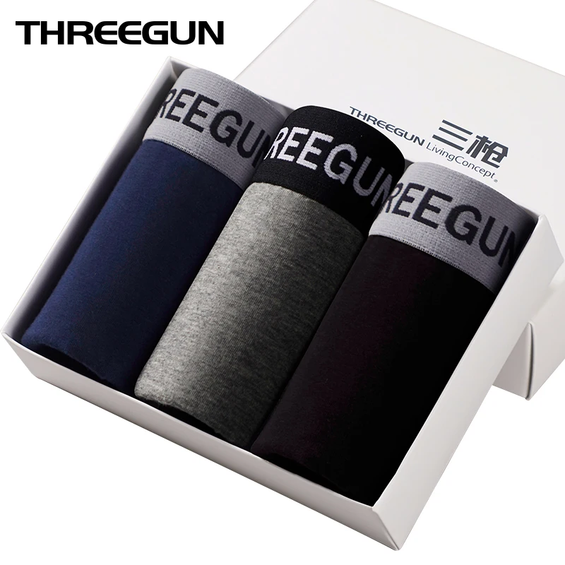 

THREEGUN 3Pcs Mens Modal Ultra Soft Boxer Shorts Fashion Mid Rise Comfortable Underwear for Males Breathable Sexy Underpants