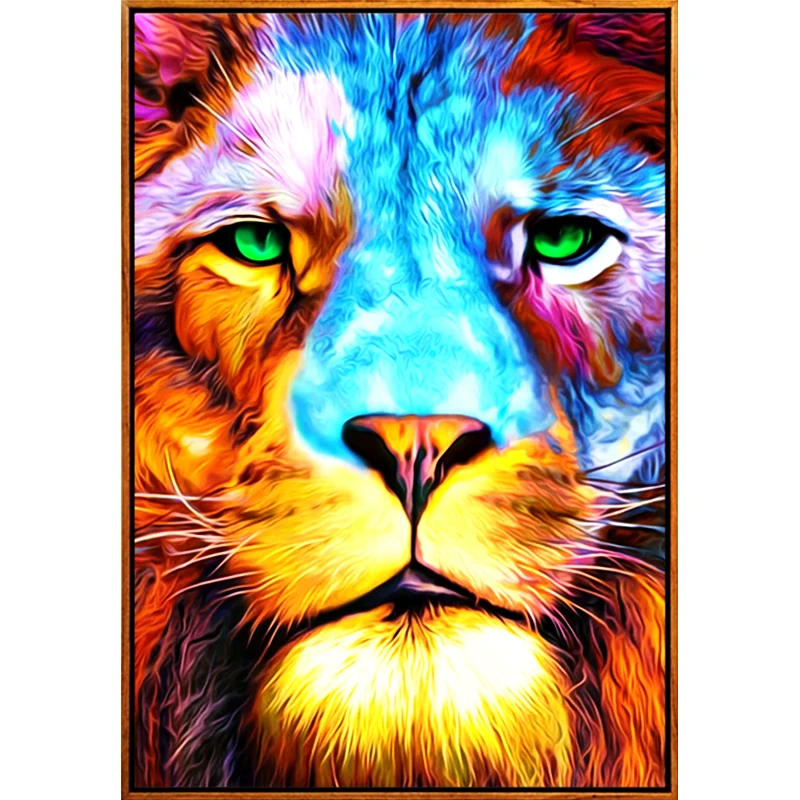DIY 5D Lion Diamond Mosaic Painting Animal Stitch Embroidery Pattern Rhinestone Cross Gift | Дом и сад