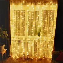 Праздничная гирлянда Гирлянда-занавес светодиодный лампочное Украшение Гирлянда Рождественская Свадебная вечеринка Сад Открытый гирлянда рогатки
