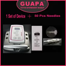 Free Shipping 1 Set of MicropigmentationPermanent Makeup Machine Kit With 50 pieces of Micro Needles for Eyebrow Tattoo Machine