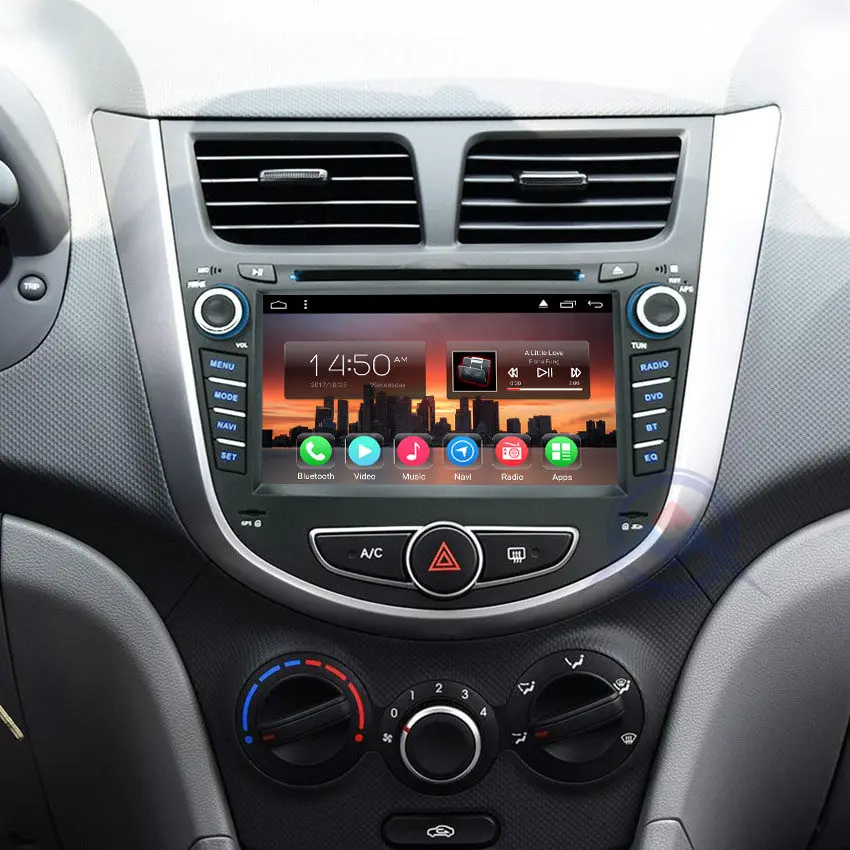 Discount Android 9.0 Quad Core 2Gb RAM Car radio player For Hyundai Solaris Accent Verna car dvd gps navigation multimedia BT wifi map 5