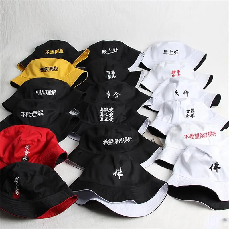

2019 cotton letter Two sides bucket hat Fisherman hat Sun cap hats for men and women 474