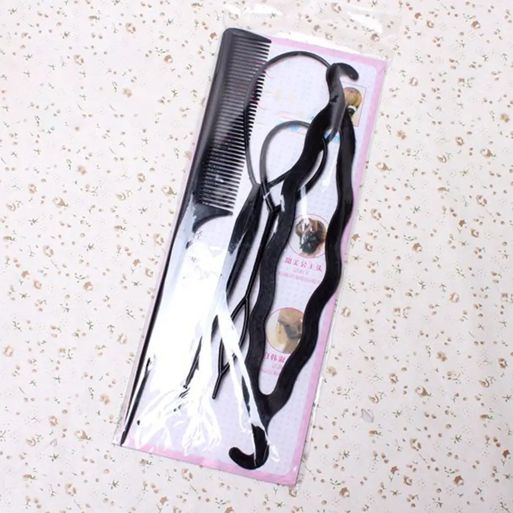 أعلى بيع 3 مجموعة تصفيف الشعر أداة مشبك شعر كعكة دونات خصلات شعر مضيئة ذيل حصان صانع DIY مشط