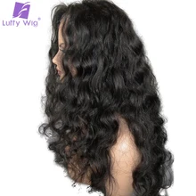 Luffy Wavy 13*6inch Deep Part Glueless Lace Front Human Hair Wigs Pre Plucked Hairline With Baby Hair Brazilian Non Remy Hair