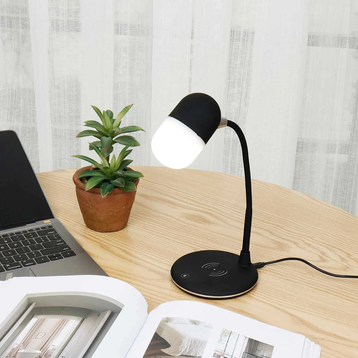 

Adjustable USB Wireless Recharge Desk Lamp Book Lights Portable 360Rotation Lighting Mini bluetooth Reading Lamp Touchness