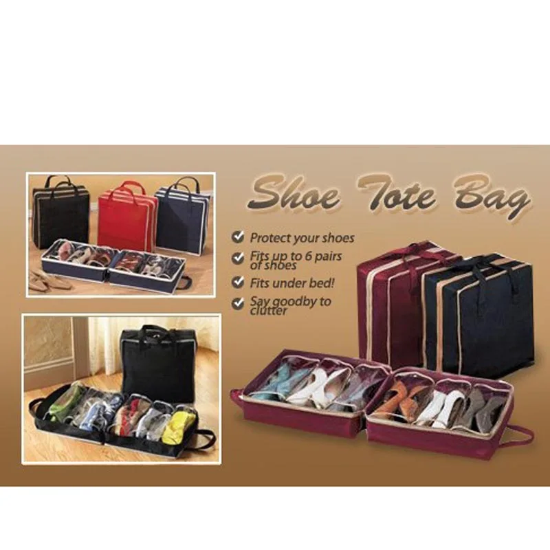 Travel Shoe Bags – Waterproof 3-Pair Organizer With Mesh Pockets, Fits In Luggage (Beige)