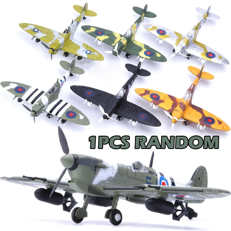 

1Pcs Random delivery 1/48 Scale War-II Spitfire Assemble Fighter Model Toys Building Aircraft Diecast Military model for boys