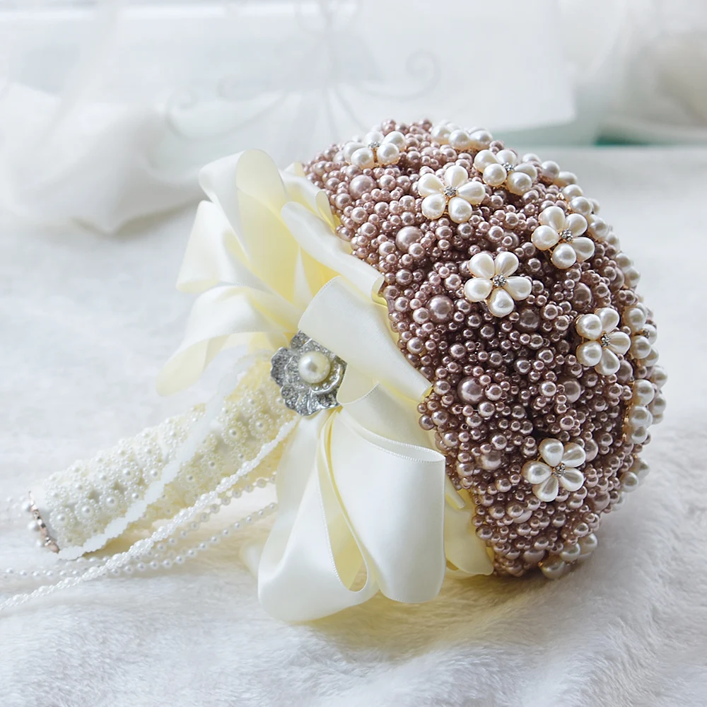 Роскошный Жемчужный Свадебный букет элегантные свадебные цветы невесты искусственное домашнее растение Украшение Свадебный букет для женщин