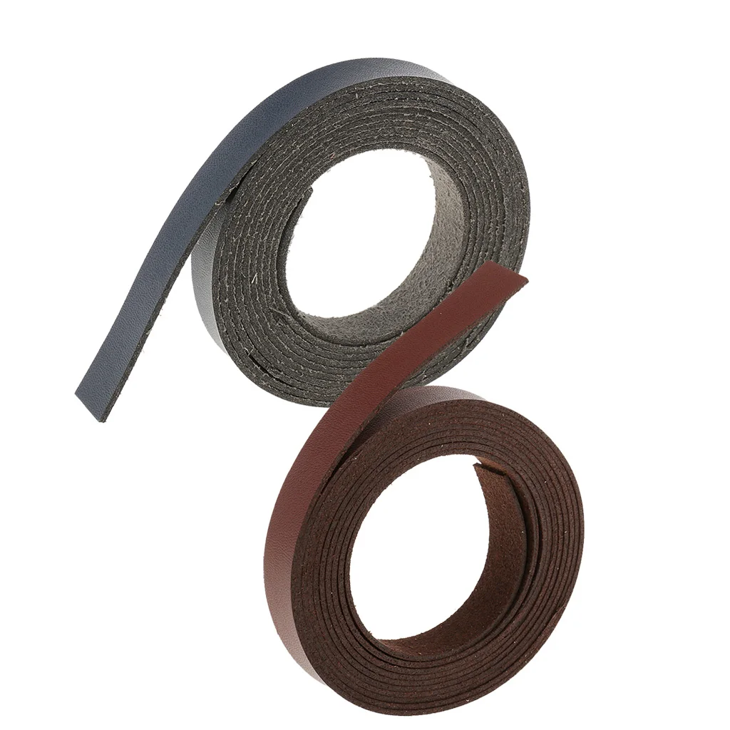 2Pcs 2 Meters PU Leather Strap Strips Leathercraft Supplies for DIY Crafts