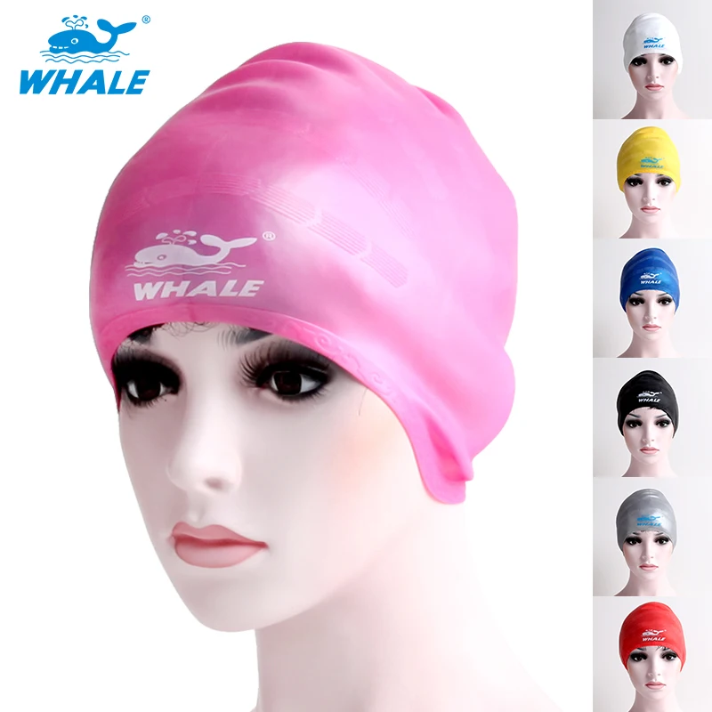 Whale Brand Silicone Swim Cap With Ear Guard For Long hair Swimming Hat