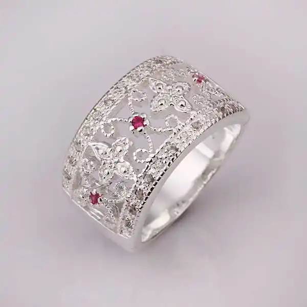 

hot 2017 real rushed wedding rings anel wholesale 925 sterling silver fashion jewelry inlaid zircon flower austria r270