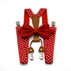 Yienws Polka Dot Bow Tie Suspenders for Men Women 4 Clip Leather Suspensorio Adult Bowtie Braces for Trousers Navy Red YiA119 ► Photo 3/5