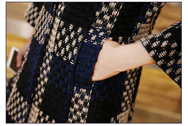 HanOrange 3 cuartos de la manga de la armadura del bolsillo temperamento elegante Contexture 2018 invierno de lana X-Plus tamaño - 6