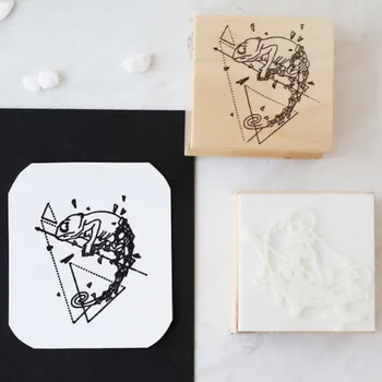 

1 Pcs Cute Animal Geometric Debris Stamp DIY Wooden Rubber Stamps for Scrapbooking Stationery Standard Stamps Gifts