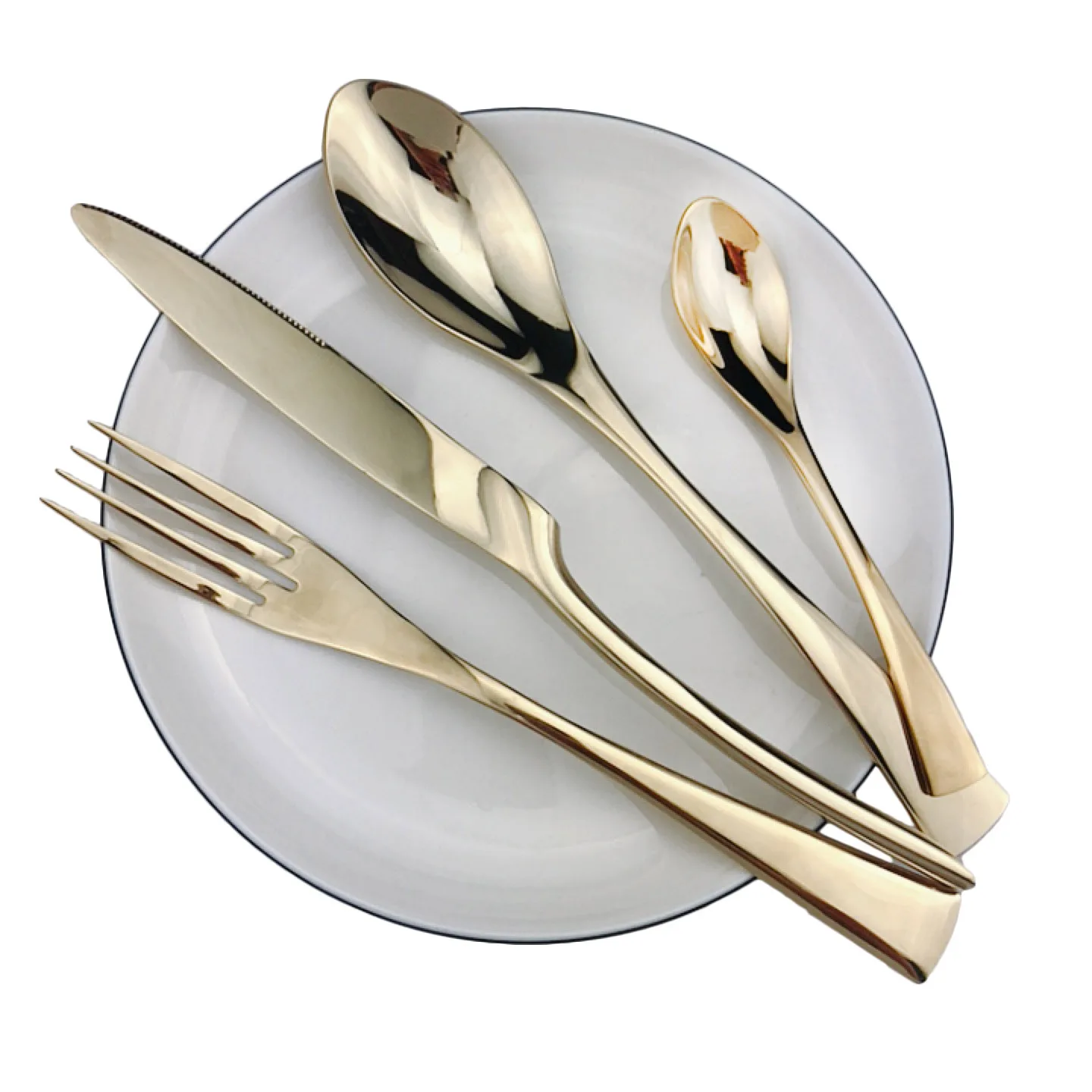 Розовое золото ужин медный нож 304 нержавеющая сталь черный синий набор столовых приборов зеркальная посуда столовый прибор-вилки наборы 4 шт./партия