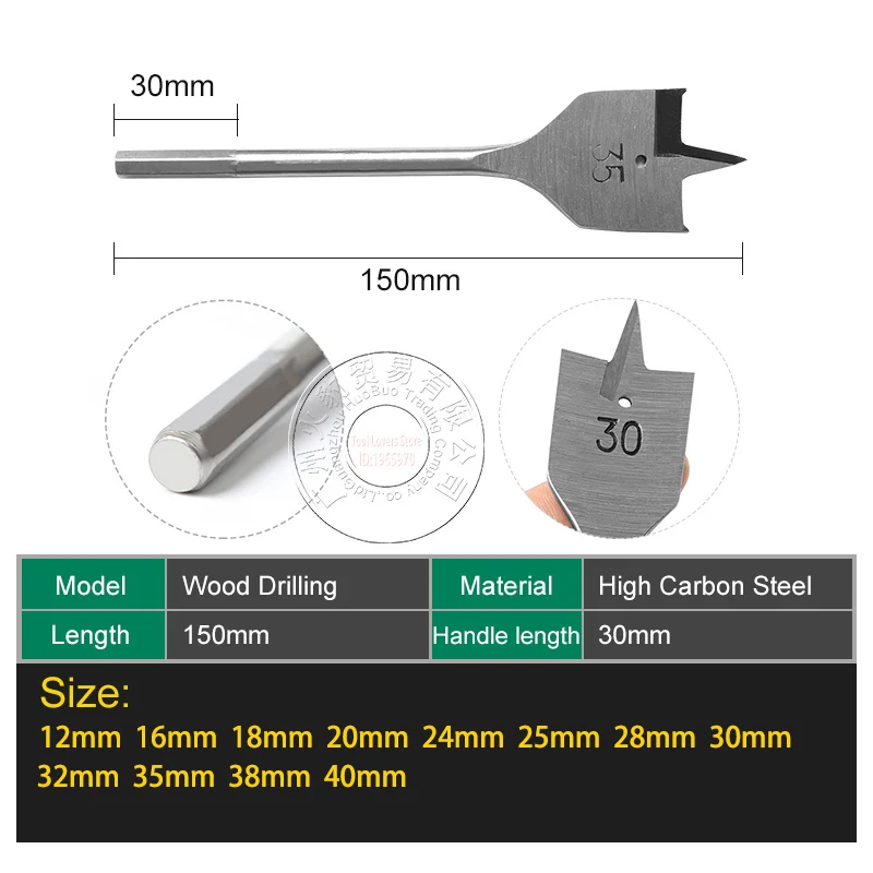 1 шт. 12-40 мм плоское сверло дерево прочный деревообрабатывающий набор Плоских сверл Деревообработка лопастные буровые долота Наборы инструментов длинная Высокоуглеродистая сталь