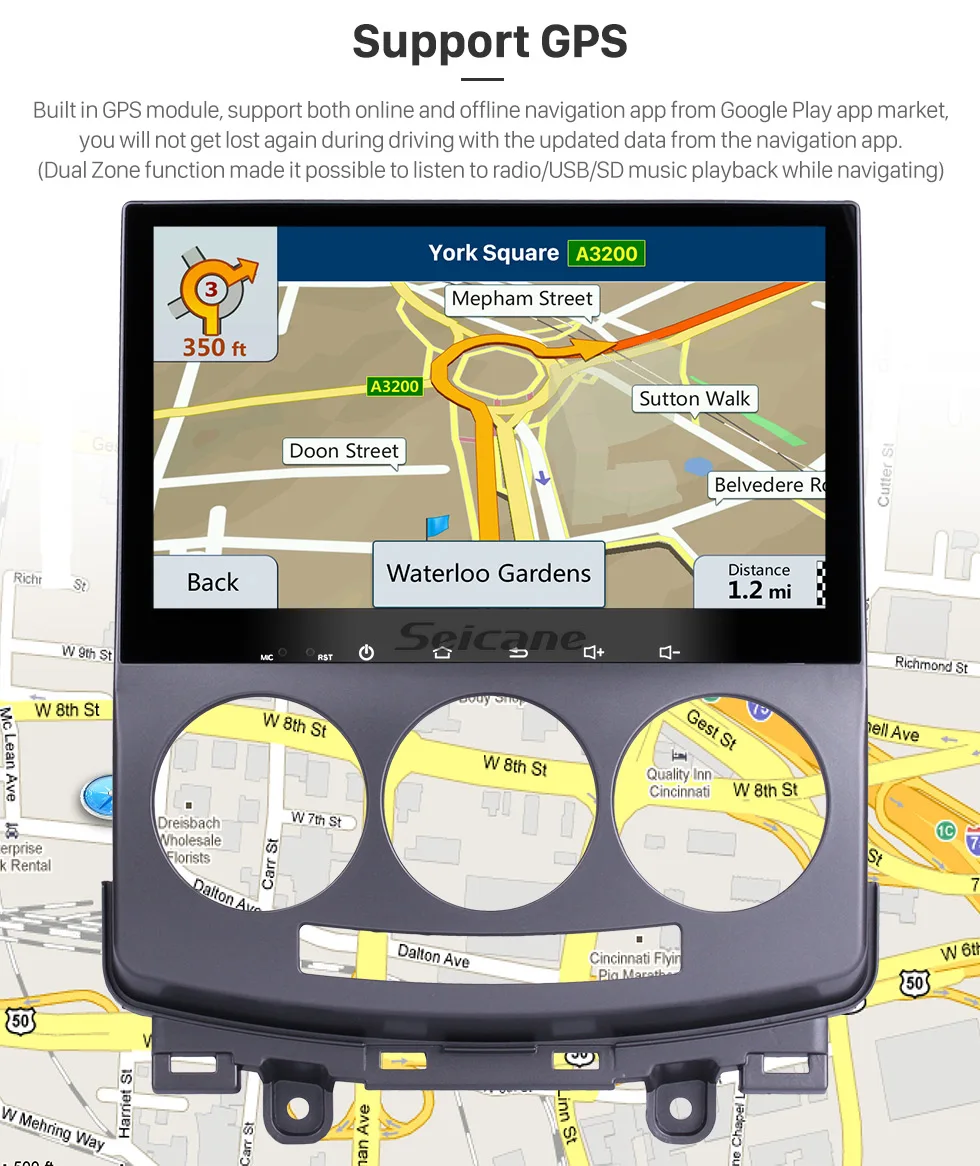 Best Seicane Android 7.1 9 inch full Touchscreen Car GPS Navigation Bluetooth Radio for 2005-2010 Old Mazda 5 with 8 core 32G FM WIFI 6