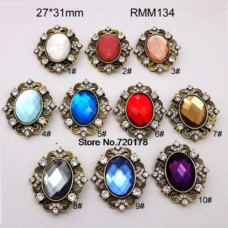 

Vintage Glass Center Rhinestone Buttons Antique Gold Metal Shank Buttons Glass Buttons Oval Glass Buttons 26x32mm 30pcs RMB134