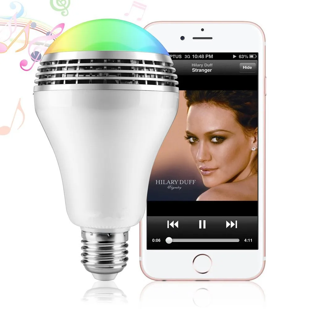 Dimmable E27 RGB светодиодный музыкальный лампочка Bluetooth освещение лампа цвет регулируемый динамик музыка огни лампочка таймер с управлением приложением