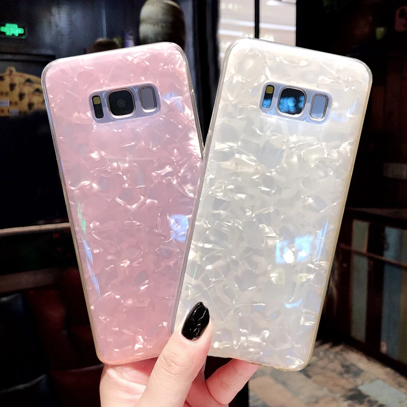 

Soft TPU Glitter Phone Case For Samsung Galaxy S8 S9 Plus Dream Shell Pattern Cases For S7 edge Note 8 Cover with Ring Holder