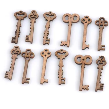 

50pcs/set Brand New Random Mixed Keys DIY Crafts Handicraft Wood Crafts Accessories 11x40mm MT0915