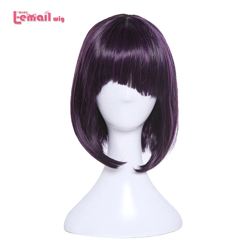 

L-email wig My Hero Academia Kyoka Jiro Cosplay Wigs 30cm Purple Black Heat Resistant Short Synthetic Hair Perucas Cosplay Wig