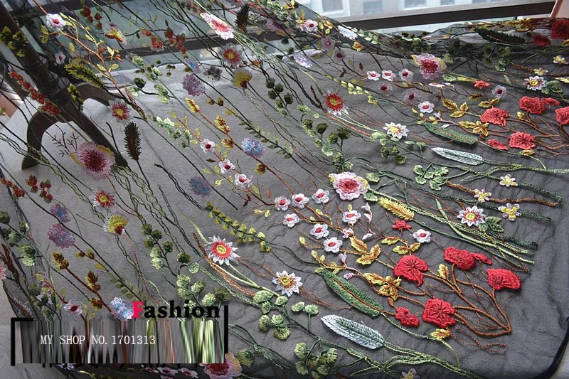 2017 novo padrão de flor de tecido de renda africano 3d 135 CM * 1 M encantador material linda flor tissu tule francês rendas para a festa de mulher