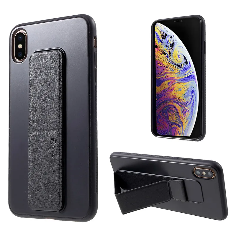For iPhone XS Max Case Original ROAR KOREA Aura Series TPU with PU Leather Kickstand for 6.5 inch |
