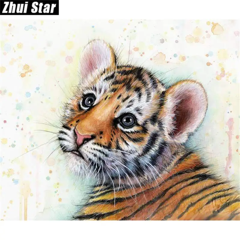 New Full Square/Round Diamond 5D DIY Painting &quottiger&quot Embroidery Cross Stitch Rhinestone Mosaic Decor Gift | Дом и сад