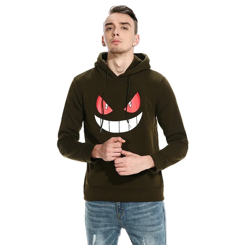Fashion Cartoon Funny Hoodies Men Long Sleeve Hooded Mens Sweatshirt