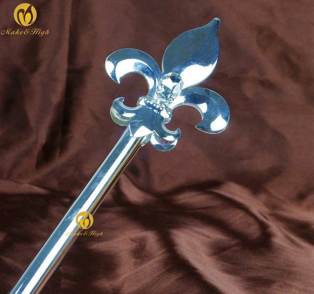 

Imperial Medieval Scepter Wand 19.5" Crystal Silver King Prince Sceptre Pageant Party Costumes Handheld Props Accessories
