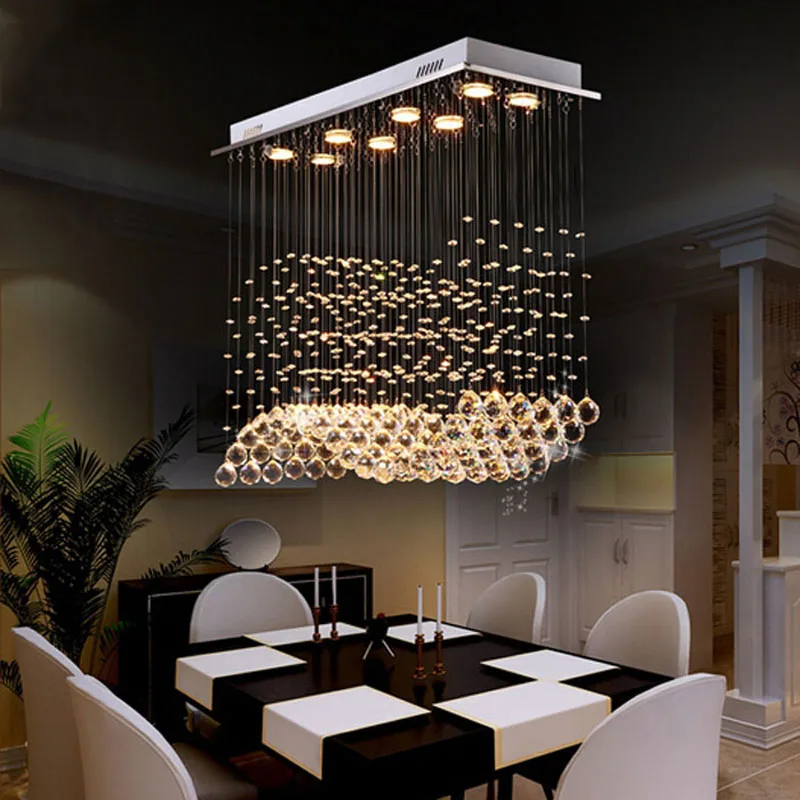 

T Creative Rectangular Simple Crystal Lights For Bar Living Room Foyer Fashion LED Pendant Light Droplight Height 70cm DHL Free