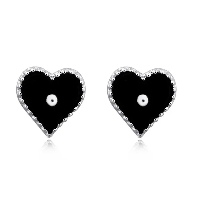 Trendy Black Heart Stud Earrings For Women Ear Jewelry Small Love Trendy Black Heart Stud Earrings For Women Ear Jewelry Small Love Shape Fashion Korean Brinco