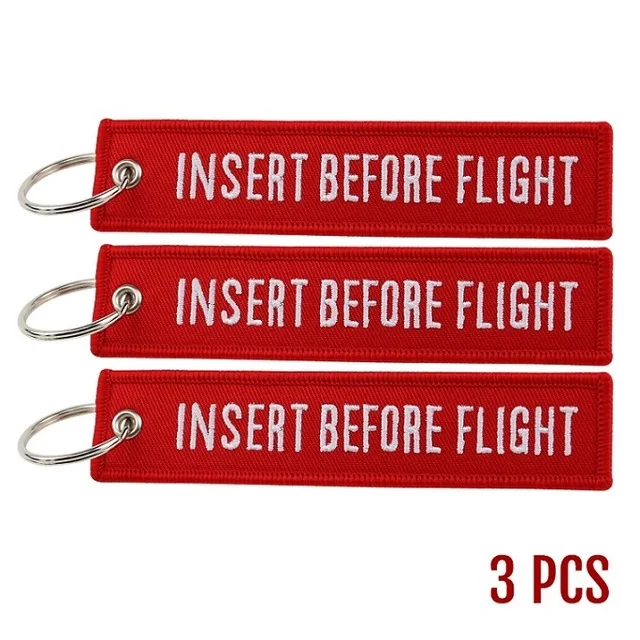 3Pcs/lot Remove Before Flight Keychains For Aviation Gifts Embroidery Customize Keychains Keyring key Holder Cars Sleutelhanger Style13