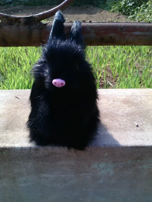 

simulation rabbit 14x10cm Handmade craft model,polyethylene&furs black rabbit toy prop.home decoration Xmas gift w4143