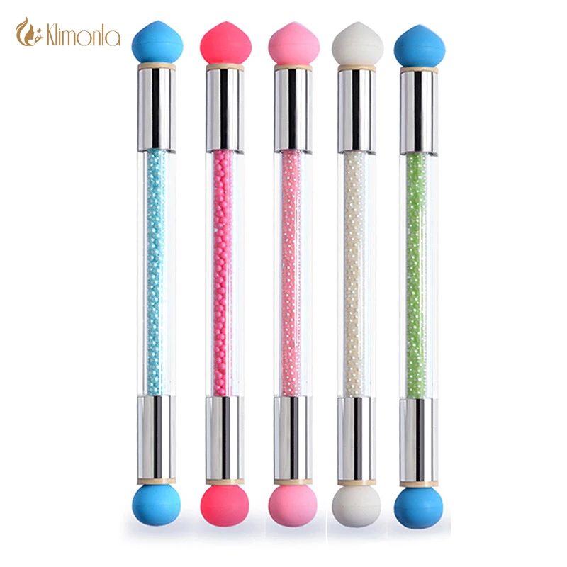 

1 PC Double Head Rhinestone Nail Art Sponge Brush Gel Polish Gradient Painting Dotting Shading 2 Way Art Pen Tool Set Manicure