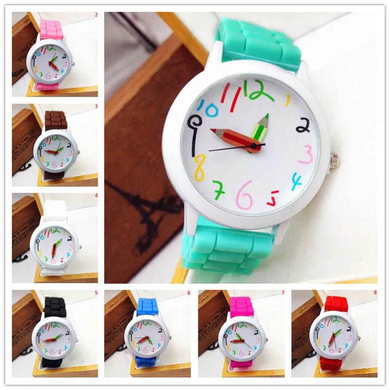 

Unisex watches Women new fashion Silicone Quartz Sports Style bracelets Jelly Wrist Watch girls cute lovely word draws clock