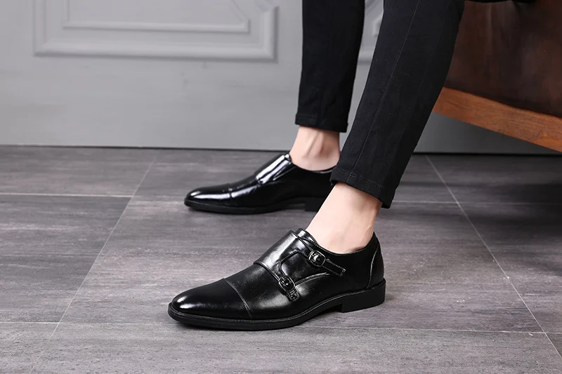 Мужские офисные туфли деловые люди модельные туфли кожаные оксфорды модный дизайн итальянский стиль мужская обувь - Цвет: Black