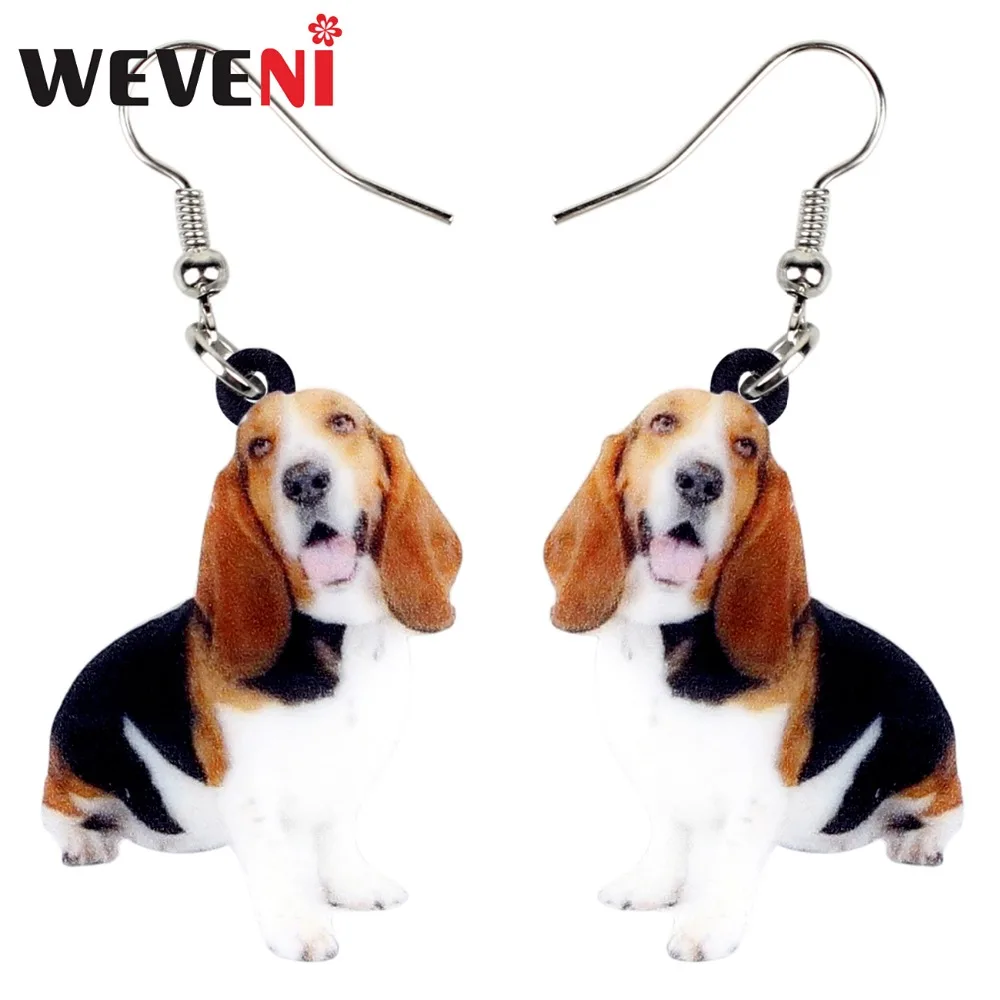 

WEVENI Accessory Acrylic Elegant Basset Hound Dog Earrings Dangle Drop Trendy Animal Jewelry For Women Girls Pet Lovers Gift