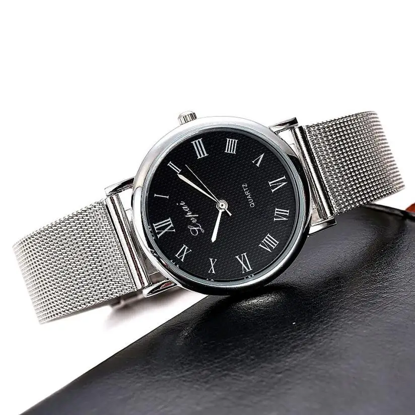 

LVPAI Business Watch Women Fashion Roman Numerals Quartz Watch Womens Luxury Sliver Stainless Steel Wrist Watches Mens Reloj #JO