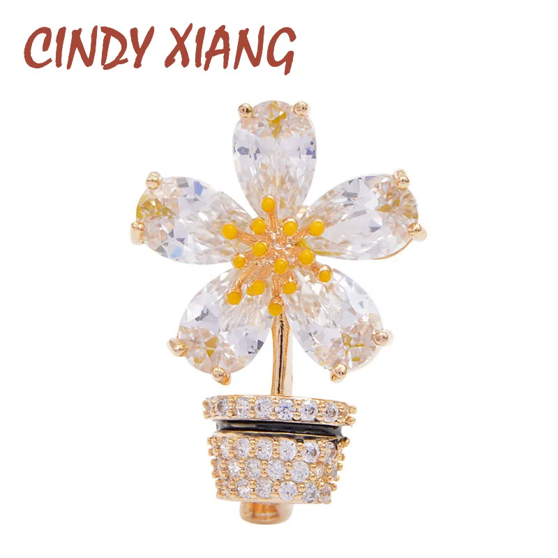 Женские булавки для воротника CINDY XIANG медные с фианитами в форме цветка свадебные