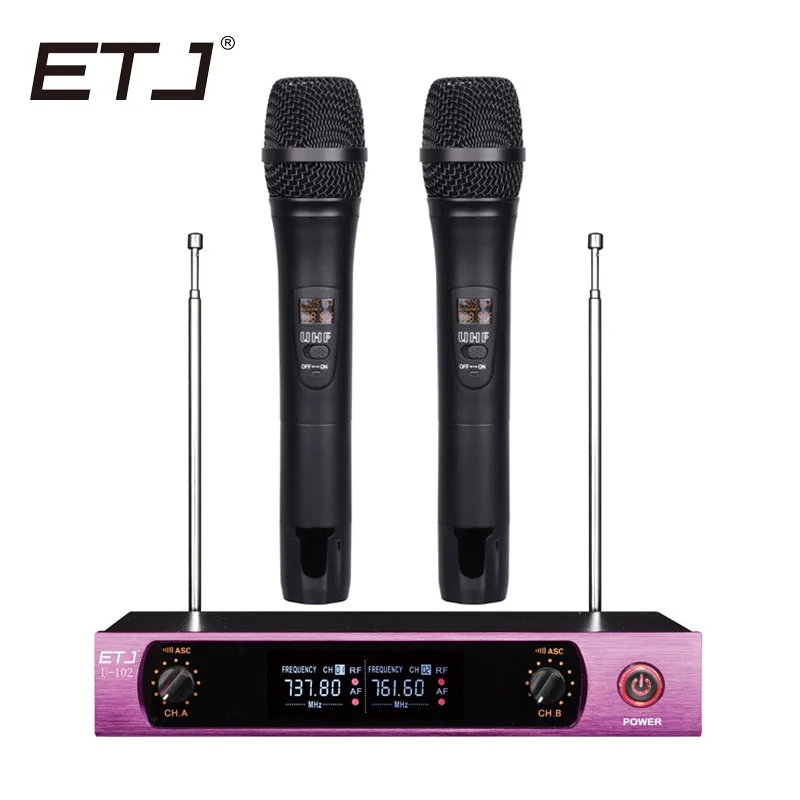 

ETJ Brand Wireless VHF Changable Handheld Bodypack Wireless Microphone Dual Microphone U-102