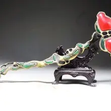 10." /разработать китайского руководства меди инкрустированные с искусственным красный нефрит Жуи Статуя № 2