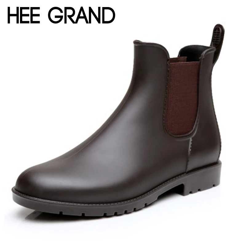 HEE GRAND Sexy Rain Boots 2016 Women Ankle Boots Casual Platform Shoes Woman Slip On Creepers Casual Flats Size 35-43 XWX4080