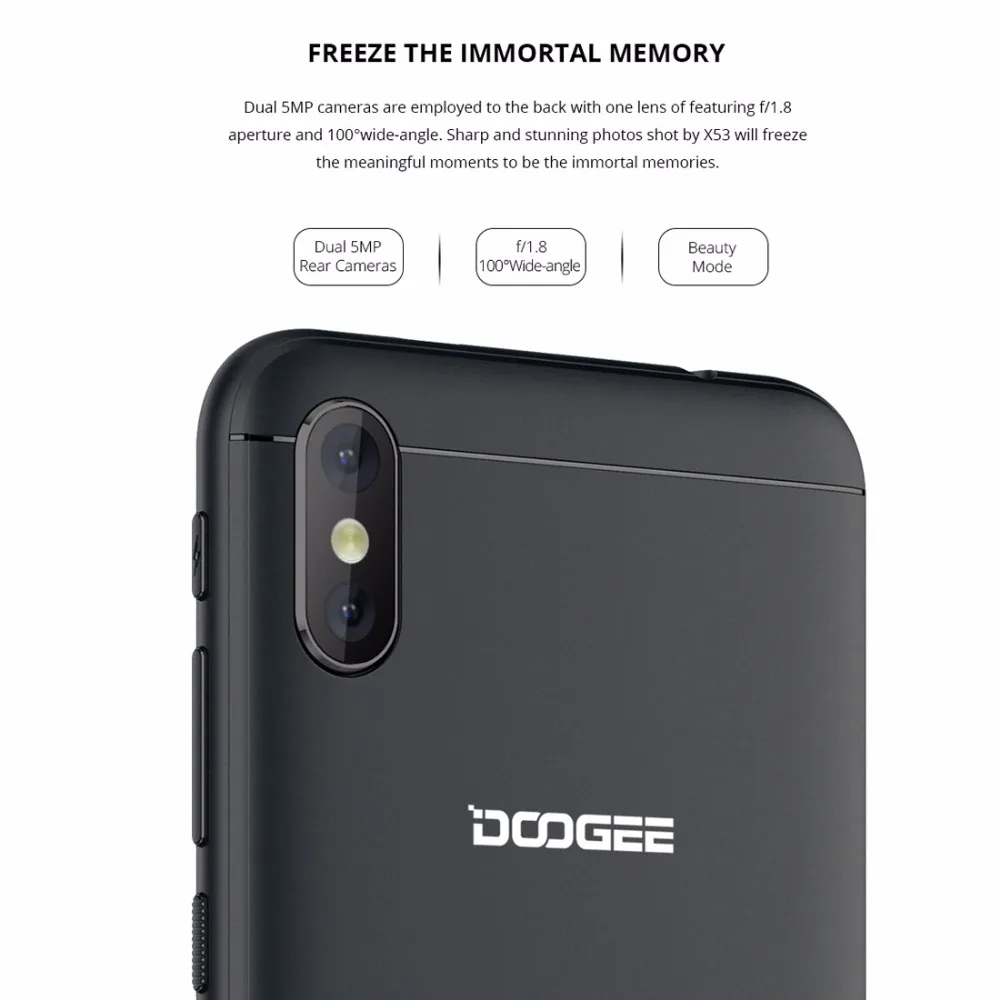DOOGEE X53 5 3 &quot18:9 мобильный телефон Android 7 0 MTK6580M 4 ядра 1 ГБ Оперативная память 16 Гб