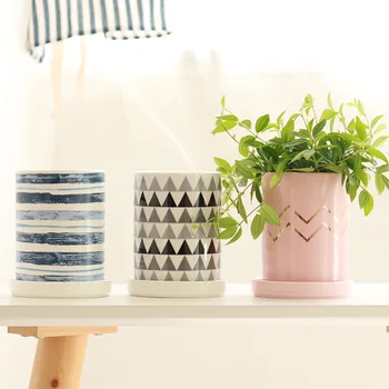 

home decor tabletop flower vase modern desktop crafts succulent plants concrete planter pot with tray