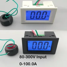 ЖК-дисплей белый и черный Амперметр диапазон переменного тока 0-100.0A панель монитор Синяя подсветка 80-300 В Inpute