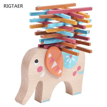 

baby Wooden toys Sticks Balance Wood Children Puzzle Games Parents Toy Elephants Balance Wood Stacked Music puzzle kids toys