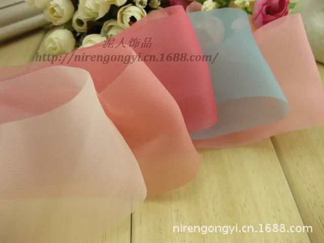 Chiffon Fabric 5.8100cm Volie Ribbon DIY Hair bowknot accessories material Satin Riband 5pcsLot_4