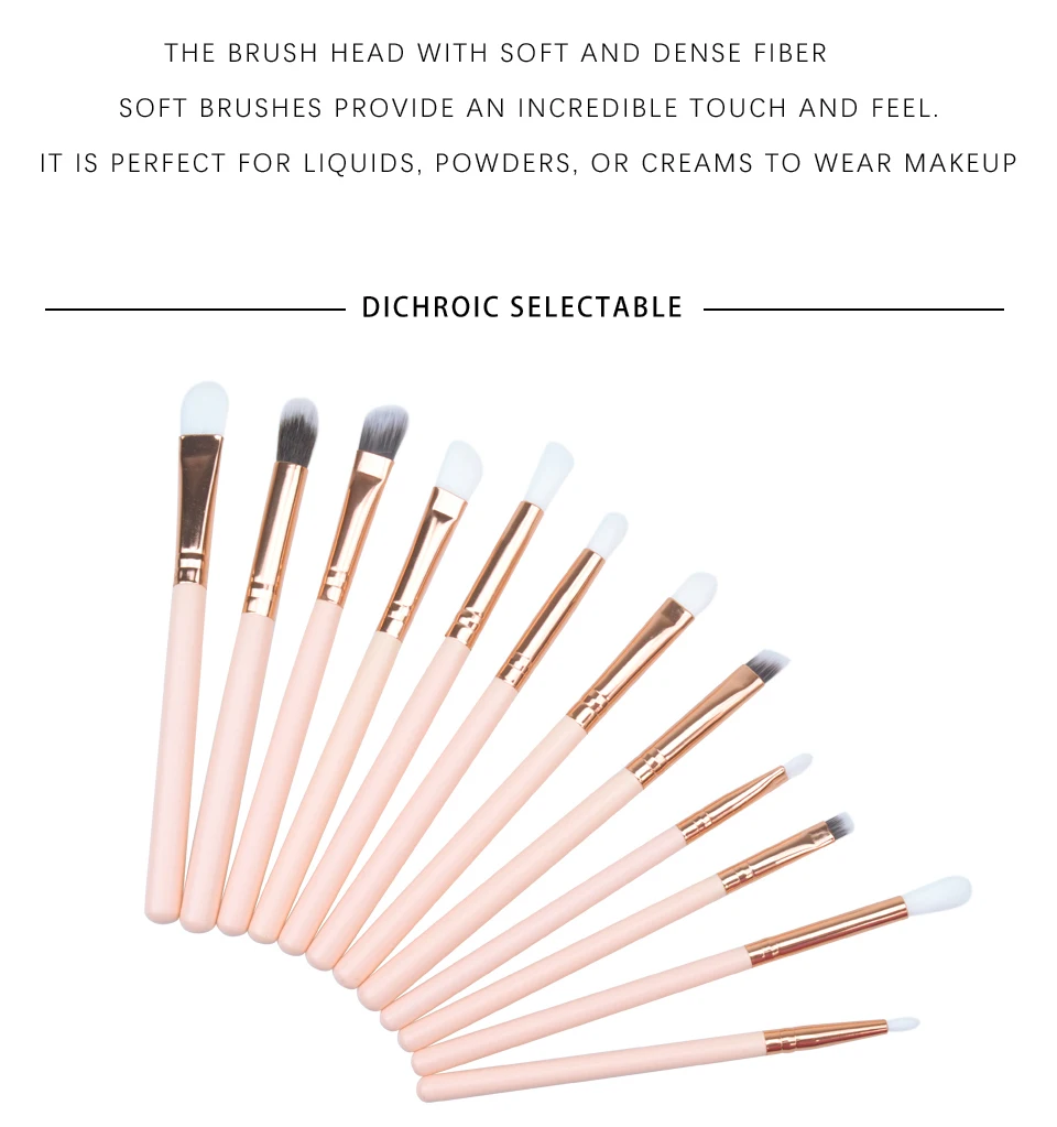SHIHSHUMS 12 Pcs Eyes Brushes Set Eyeshadow Eyeliner Lip Blending Brush Tools Gold Black Professional Makeup Brushes Maquiagem (2)